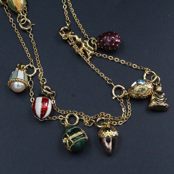 JOAN RIVERS 16 RUSSIAN EGG CHARMS 40" LONG NECKLACE